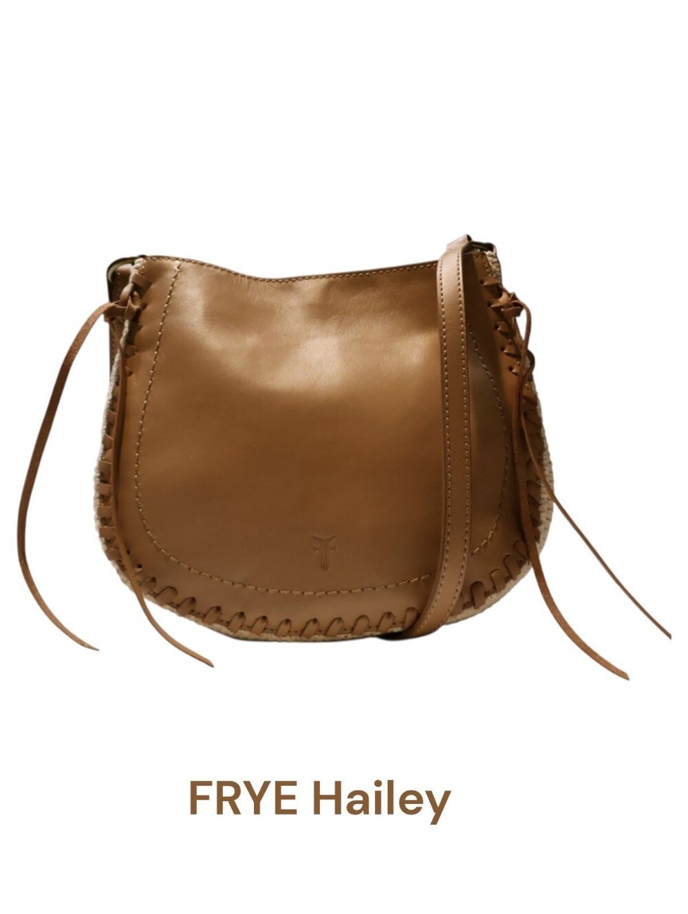 FRYE Hailey Leather Convertible Crossbody Bag with Woven Sides NWOT Western Boho